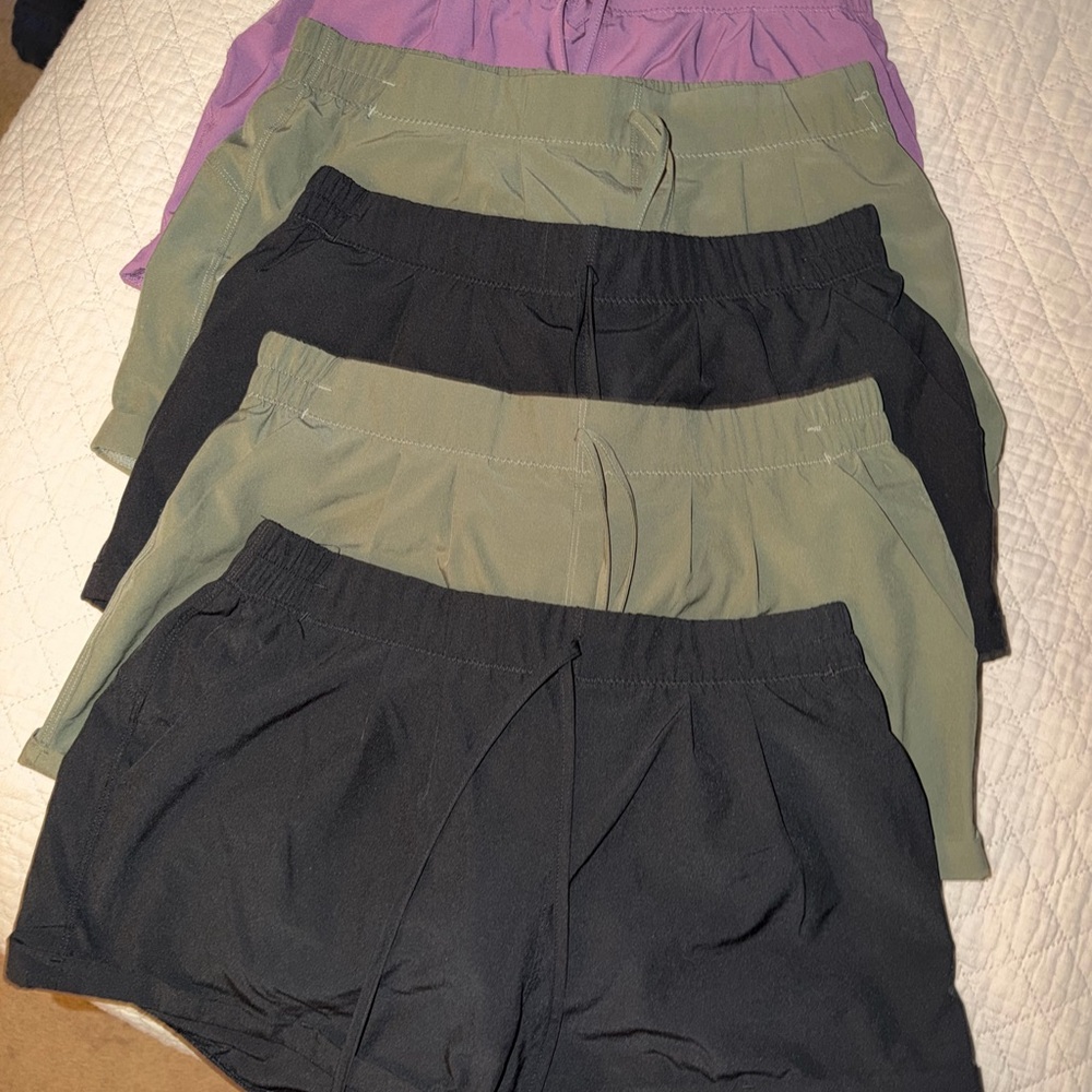 5 Pairs!!! Zyia Women’s Elastic Waist Relaxed Shorts in Black, Olive & Lavender